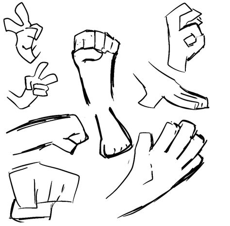 Simple hands square shaped Boxy Hands Drawing, Simple Hand Reference, Block Hands Drawing, Blocky Art Style Base, Silly Hands Drawing, How To Draw Square Hands, Square Head Drawing Reference, Simple Base Drawing, Hand Sketch Simple