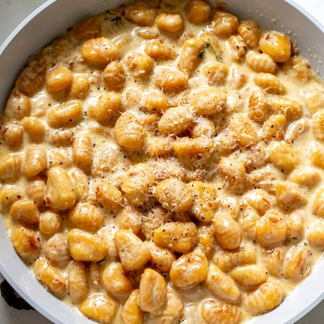 Fall Dinner Trader Joes, Pumpkin Gnocchi Sauce Recipes, Recipes With Pumpkin Gnocchi, Trader Joe's Pasta Recipe, Fall Trader Joe’s Meals, Trader Joes Side Dish Recipes, Gnocchi Butter Sauce, Sauce For Pumpkin Gnocchi, Trader Joe’s Pumpkin Gnocchi Recipes