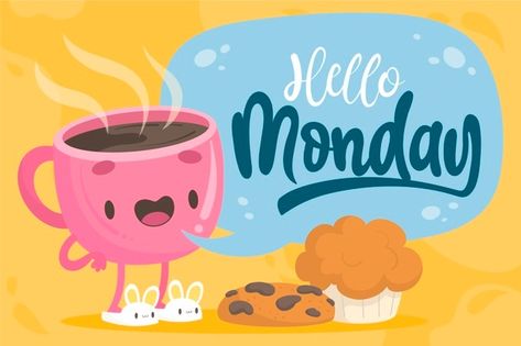 Hello monday illustration background Fre... | Free Vector #Freepik #freevector #background #wallpaper #quote #happy Monday Illustration, Letter Of The Day, Free Handwritten Fonts, Casual Fonts, Modern Quotes, Hello Monday, Snoopy Quotes, Hand Drawn Lettering, Lettering Quotes