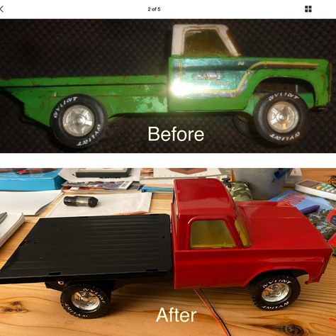 It was a NYLINT farm truck I picked up on eBay. Was fun. Looking to switch to powder coating soon. Farm Trucks, Custom Toys, Childhood Days, Toy Cars, Toy Trucks, Old Toys, Powder Coating, Vintage Toys, Toy Car