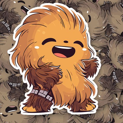 Chibi Chewbacca Sticker - Turbo Vinyl Chibi Stickers, Star Wars Stickers, Star Wars Background, Holiday Blankets, Stars Wars, Outdoor Stickers, Christmas Room Decor, Christmas Room, Chewbacca