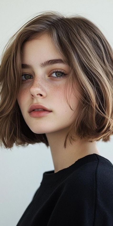 Cute Haircuts For Fine Hair, Short Haircuts Without Bangs, Short Haircut For Fine Straight Hair, Short Haircut Without Bangs, Short Hair Filipina, Short Hair Straight Cut, Short Hair For Fine Hair, Heavy Bob, Naturally Wavy Bob