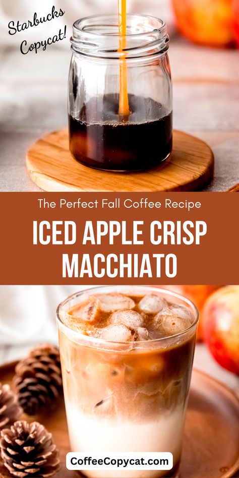 Starbucks Apple Crisp Oatmilk Macchiato Recipe, Apple Crisp Oatmilk Starbucks, Apple Crisp Oat Milk Macchiato Recipe, Homemade Apple Crisp Macchiato, How To Make Apple Crisp Macchiato, Starbucks Apple Syrup Recipe, Iced Apple Crisp Macchiato Starbucks, Apple Spice Coffee Syrup, Caramel Apple Macchiato