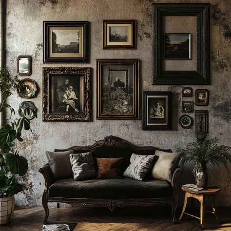 Vintage-Inspired Gallery Wall Ideas: Timeless Displays with Nostalgic Charm Gallery Wall Antique, Antique Gallery Wall, Gallery Wall Ideas, Antique Frames, Vintage Eclectic, All Shapes, Room Setup, Wall Ideas, Office Wall Art