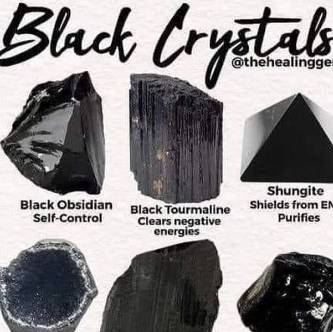 Belneus on Instagram: "Black Crystals, from @thehealinggem  Black crystals are often associated with protection, grounding, and transformation in witchcraft. Some commonly used black crystals include black tourmaline, obsidian, onyx, and black agate. These crystals are believed to absorb negative energy, provide psychic protection, and aid in spiritual growth and inner reflection. They can be used in rituals, spells, or carried as talismans to ward off negativity and promote balance and stability." Psychic Protection, Crystal Healing Stones, Black Agate, Black Tourmaline, Black Crystals, Negative Energy, Spiritual Growth, Healing Stones, Psychic