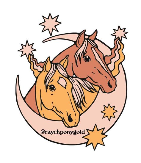 Horse And Moon Tattoo, Western Art Drawings, Pony Illustration, Cowgirl Illustration, Pony Gold, Cowgirl Art, Horse Tattoo, Horse Drawing, Cowboy Art