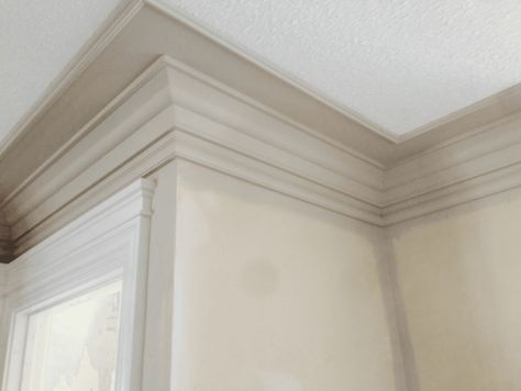 How to Build Up Large Crown Molding | The Finished Space Ornate Trim Crown Moldings, French Country Crown Molding, How To Make Crown Molding Look Bigger, Do It Yourself Crown Molding, Thick Crown Molding Ideas, Contrasting Crown Molding, Elaborate Crown Molding, Tall Crown Molding, Crown Moulding Styles