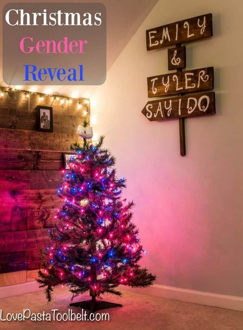 Christmas Baby Gender Reveal Ideas, Christmas Tree Gender Reveal, Gender Reveal Christmas, Christmas Gender Reveal, Creative Gender Reveals, Gender Reveal Announcement, Pregnancy Gender Reveal, Gender Reveal Ideas