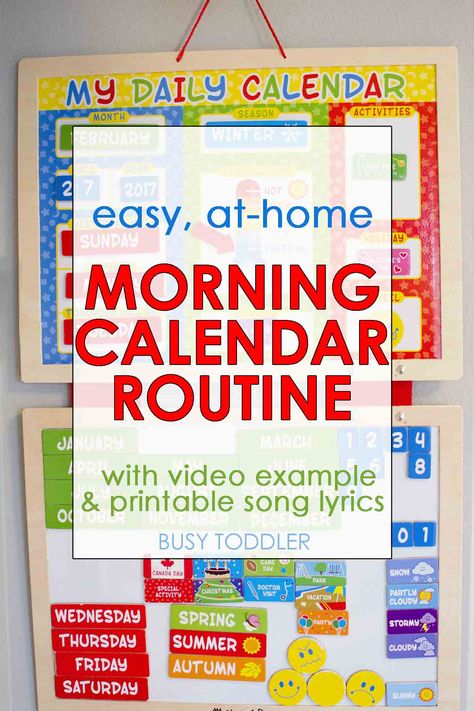 Easy Morning Calendar Routine: Check out this super simple at home calendar routine! It's perfect for toddlers and preschoolers. What a great way to start each day! Toddler Calendar, Morning Calendar, Opening A Daycare, Smart Boards, Preschool Calendar, Calendar Worksheets, Calendar Activities, Morning Activities, Calendar Time