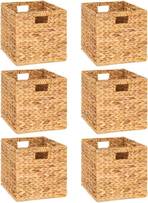 PRICES MAY VARY. 🌿【Instant organization】These wicker storage cubes keep home clutter under control. The large wicker baskets for storage can organize toys, socks, clothing, purses, bags, gloves, books, magazines 🌿【Portable】These wicker basket with handle have integrated handles making them easy to pull on and off of shelves, The shelf basket could use as decorative basket, pantry baskets for storage 🌿【Quality construction】Made from natural hyacinth in a woven pattern over a steel frame, these Apartment Closet Organization, Storage Baskets For Shelves, Wicker Storage Baskets, Pantry Baskets, Baskets For Storage, Large Wicker Basket, Baskets For Shelves, Cube Storage Bins, Living Room Nursery