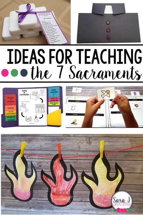 Sacraments Activities Catholic For Kids, Catholic Sunday School Activities, Sacraments Craft, Catholic Crafts For Kids, Psr Activities, Sacraments Activities, The Seven Sacraments, Discipleship Group, 7 Sacraments