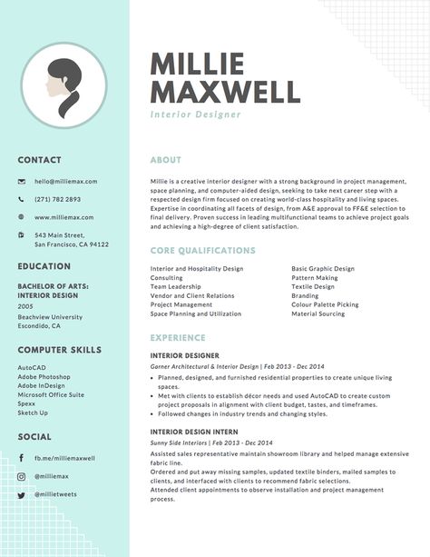 image05 Interior Design Resume Template, Resume With No Experience, Interior Design Resume, Free Resume Builder, Designer Resume, Design Resume, Online Resume, Resume Maker, Design Cv