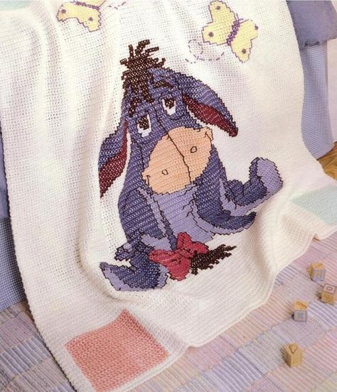 Eeyore Crochet, Motifs Afghans, Winnie The Pooh Blanket, Baby Blanket Crochet Pattern Easy, Graph Crochet, Easy Crochet Baby Blanket, Winnie The Pooh Friends, Easy Crochet Baby, Baby Afghan Crochet