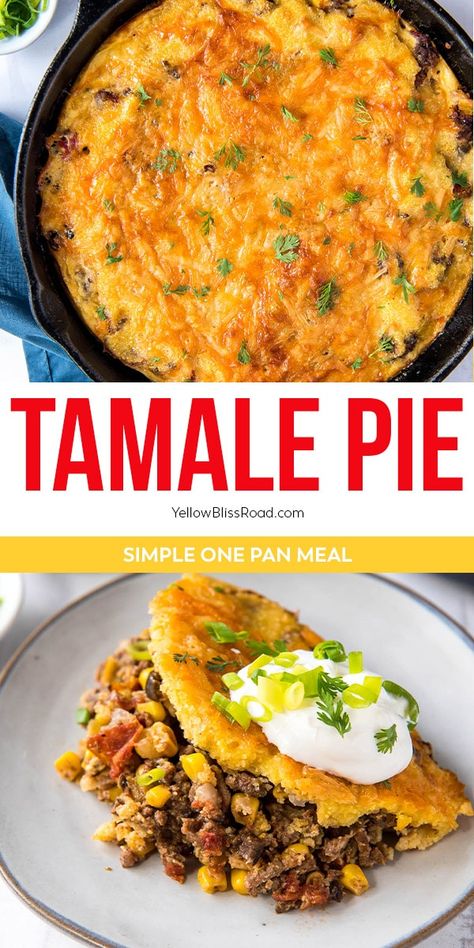 Dinner Hamburger Meat, Easy Tamale Pie, Easy Tamales, Tamale Pie Recipe, Beef Tamales, Seasoned Ground Beef, Fed And Fit, Easy Dinner Casseroles, Tamale Pie