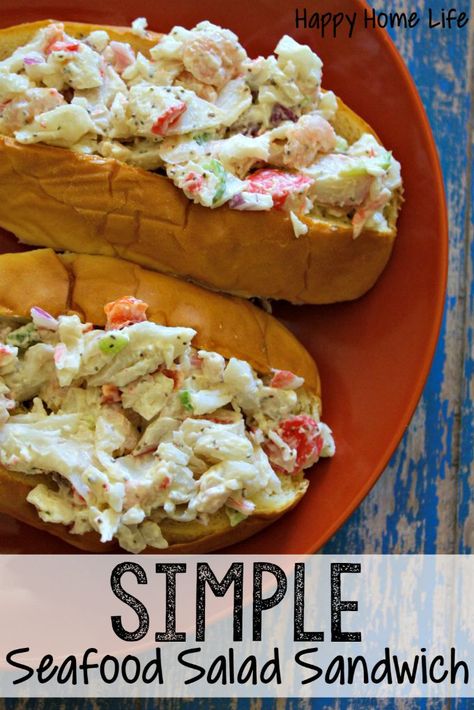 Seafood Salad Sandwich Recipe, Seafood Salad Recipe With Crab, Seafood Salad Recipe, Seafood Sandwiches, Crab Sandwich, Sandwich Salad, Seafood Recipes Crab, Sea Food Salad Recipes, Seafood Platter