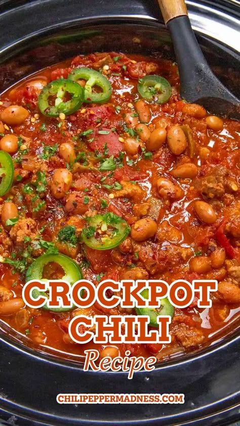 Cajun Chili Recipe, Spicy Chilli Recipe, Spicy Beef Chili Recipe, Best Crockpot Chili Recipe, Chili Beans Crockpot, Chilli Recipe Crockpot, Spicy Crockpot Chili, Best Crockpot Chili, Crockpot Chili Recipe