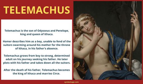 The story of Telemachus is a coming-of-age tale, showing his growth from boy to man and later, king. He plays a prominent role in the early chapters of the Odyssey by Homer. Let’s take a closer look at his myth. Telemachus Odyssey, Circe And Telemachus, Odysseus And Penelope, Boy To Man, The Odyssey, Greek History, Greek And Roman Mythology, Roman Mythology, King And Queen