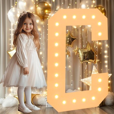 PRICES MAY VARY. 【Large Letters for Party Decor】3 FT White pre-cut foam mosaic letter frame with warm white LED lights is an eye catching centerpiece for birthday party, wedding, baby shower and Christmas. Light up your party, create warm atmosphere, and make your indoor celebration more special. 【Perfect Party Backdrop-Two Ways to Display】Different from other letter, our latest marquee letters light up letters can not only be placed on the table or ground steadily with back stands, but also be 13 Number Lights, Number Mosaic, Light Up Numbers, Foam Frame, Lighted Marquee Letters, Framed Letters, Anniversary Party Decorations, Birthday Party Centerpieces, Light Up Letters