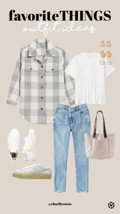 Gray Plaid Shacket Outfit, School Pickup Outfit, Football Mom Outfits, Football Mom Outfit, Comfy Outfit Ideas, Casual Travel Outfit, Shacket Outfit, Nike Casual, Mom Outfit