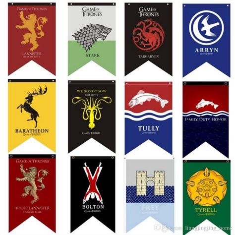 Game Of Thrones Flags, Got Lannister, Family Banner, Wolf Party, Ideas Fiesta, Games Of Thrones, Game Of, Diy Banner, House Targaryen