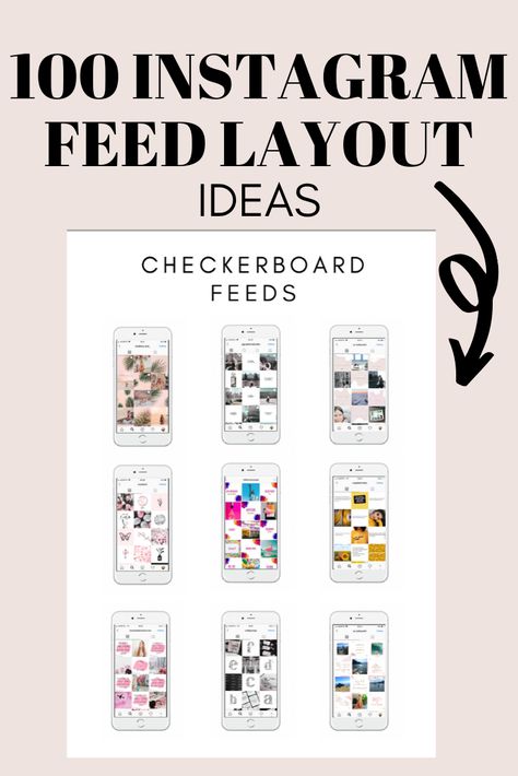 100 Layout ideas for Instagram. 👩‍💻    I gathered 100 checkerboard, puzzle, white boarder and other types of themes to give you some inspo for your social media feed 😊 Instagram Feed Checkerboard, Checker Board Instagram Feed, Checkerboard Instagram Feed, Ig Feed Ideas Layout Business, Instagram Feed Ideas Layout, Instagram Feed Theme Layout, Social Media Cheat Sheet, Feed Layout, Types Of Themes