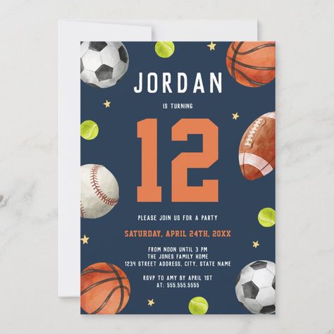 Sports Theme Birthday Party, Orange Birthday Parties, Sports Birthday Invitations, Navy Birthday, Modern Birthday Party, Orange Birthday, Sports Theme Birthday, Sports Birthday Party, Modern Birthday