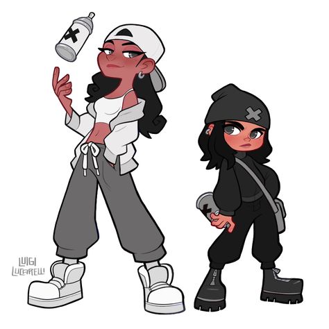 ArtStation - Graffiti Sisters, Luigi Lucarelli Luigi Lucarelli, Graffiti Girl, Color Script, Graffiti Characters, Black Characters, Cartoon Character Design, Girls Characters, Cartoon Art Styles, Girl Cartoon