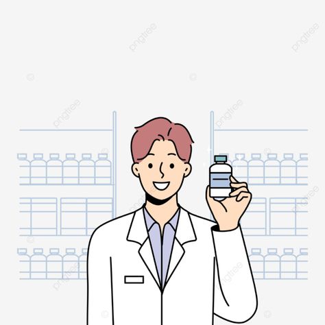 smiling male pharmacist holding medication Png Transparent Background, Pharmacist, Png Transparent, Pharmacy, Vector File, Transparent Background, Free Download, Medical, For Free