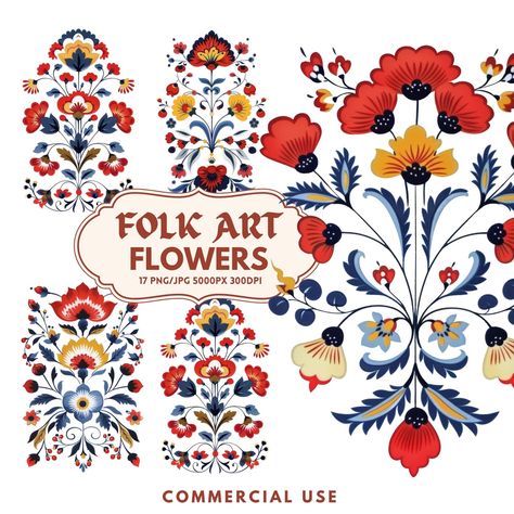 Scandinavian Floral, German Folk, Arte Folk, Folk Art Flowers, Folk Design, Flowers Clipart, Scandinavian Folk Art, Bouquet Design, Art Flowers