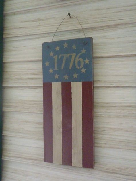 Patriotic Sign 4th of July 1776 Flag Wooden Sign Primitive Sign USA America American Flag Home Decor Door Decor Wood Sign Americana Americana Signs Diy, Distress Painting, Americana Signs, Wood Blocks Christmas, Patriotic Signs, 4th Of July Home Decor, 1776 Flag, July Home Decor, Painted Door Hangers