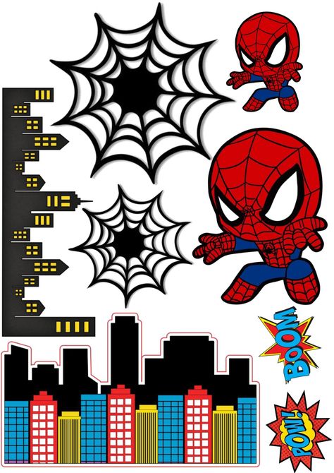 Spider Cake Topper Printable, Topper Spiderman Free Printables, Spiderman Cake Topper Printable, Pastel Spiderman, Spidey Birthday Party, Cake Topper Spiderman, Topper Spiderman, Spiderman Topper, Spiderman Birthday Party Decorations