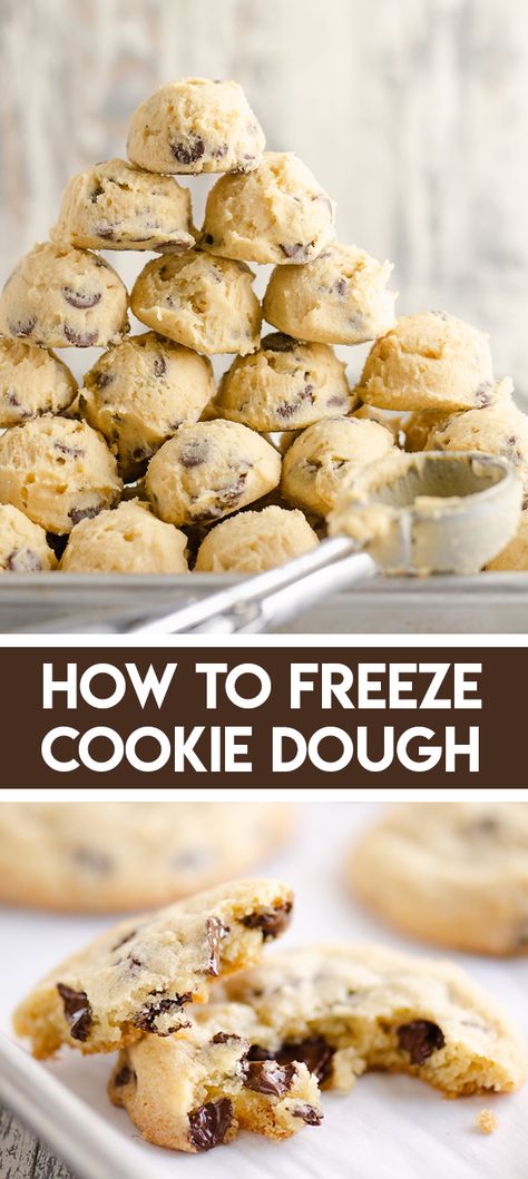 Frozen Chocolate Chip Cookie Dough Pucks are an easy way to prep a ready to make dessert for a delicious treat at your finger tips in minutes! #FrozenCookieDough #DoughPucks #ChocolateChipCookies Freeze Cookie Dough, Make Chocolate Chip Cookies, Homemade Snickers, Frozen Cookie Dough, Frozen Cookies, Frozen Chocolate, Easy No Bake Desserts, Chocolate Chip Cookie Dough, Homemade Cookies