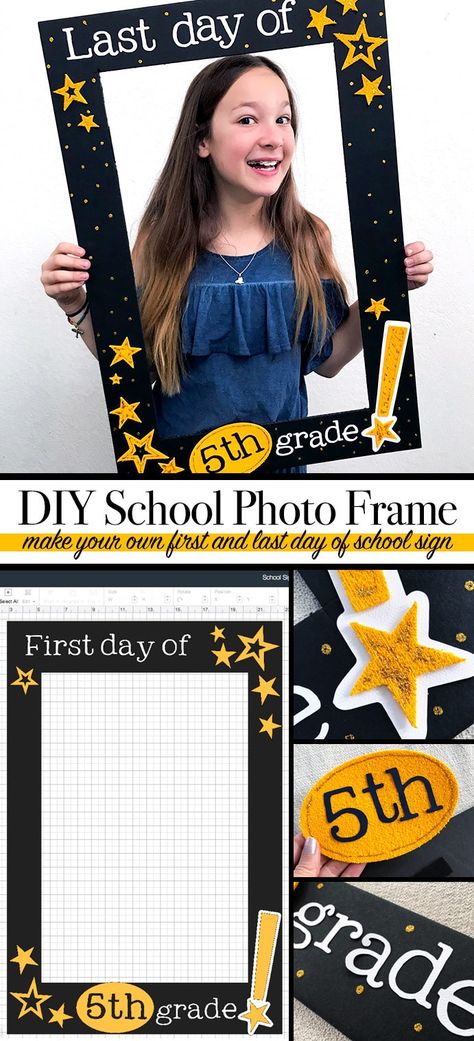 Make your own school sign photo frame for the first or last day of school School Last Day Ideas, End Of School Year Photo Backdrop, Elementary Graduation Signs, Fifth Grade Promotion Ideas, 3rd Grade Graduation Ideas, 5 Grade Graduation Party Ideas, First Grade Graduation Ideas, Graduation Primary School, 5th Grade Promotion Party Ideas