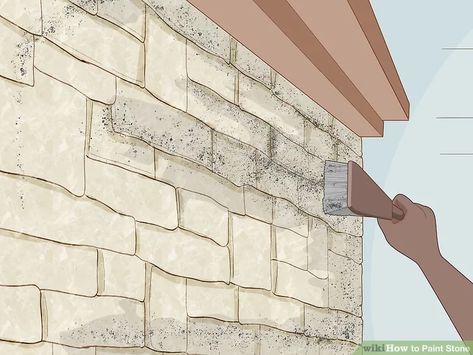 How to Paint Stone: 11 Steps (with Pictures) - wikiHow Paint Exterior Stone On House, Exterior Rock Siding, House Exterior Before And After, Rock Siding, Patio Gates, Stone Entryway, Painted Pavers, Paint Stone, Stone Exterior Houses