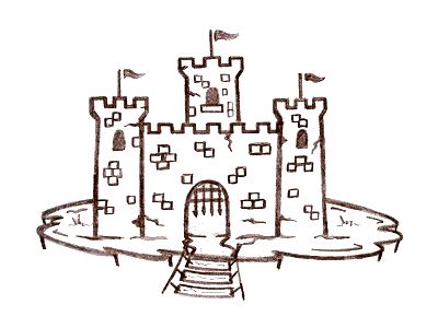 Castle Brick Castle Tattoo, Drawing Castle Easy, Castle Illustration Simple, Small Castle Drawing, Castle Drawing Sketches Easy, Simple Castle Tattoo, Castle Sketch Simple, Simple Castle Drawing, Medieval Castle Drawing