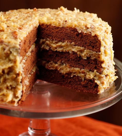 German Chocolate Cake - Lindt Easy German Chocolate Cake, Zoe Bakes, Festival Cake, Homemade German Chocolate Cake, Cake 2023, German Chocolate Cake Recipe, Coconut Pecan Frosting, Inside Cake, Muscle Milk