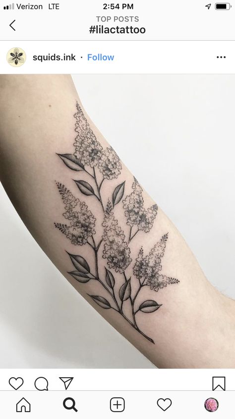 Sisu Tattoo, Plant Sleeve, Plant Tattoos, Lilac Tattoo, Abstract Tattoo Designs, M Tattoos, Lavender Tattoo, Watercolor Tattoo Flower, Upper Arm Tattoos