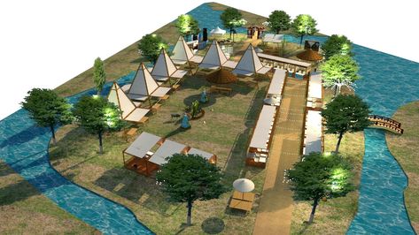 Camping Ground Layout, Camping Ground, Company Newsletter, Event Layout, Food Park, Camp Site, Boot Camp, 3d Design, Bedroom Interior