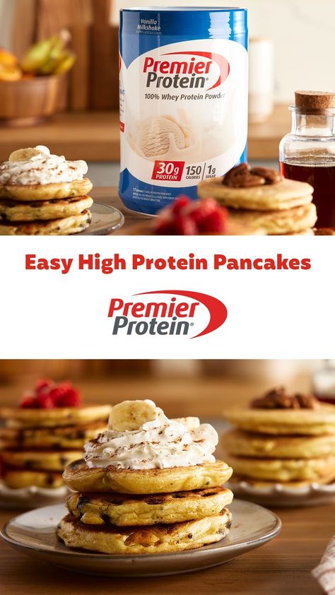 Breakfast With Pancakes, Protein Pancakes Recipe, Protein Drink Recipes, Protein Powder Pancakes, High Protein Pancakes, Protein Shakes Recipes, Protein Pancakes Recipes, Protein Pancake Mix, Protein Waffles