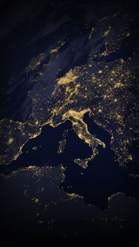 Night Earth From Space, Satellite In Space, Earth Background Aesthetic, Satellite Aesthetic, Satellite View Of Earth, Europe At Night, Satellite Photography, Earth Night, Earth At Night