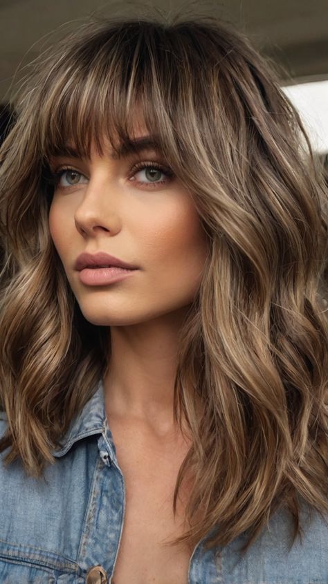 medium length gray hairstyles with bangs Fall Hair Color For Brunettes With Bangs, Full Bangstyle Hair Medium, Cute Medium Length Haircuts With Bangs, Bangs On Medium Length Hair, Face Framing Layers With Bangs Medium, Medium Length Hair With Layers And Bangs, Medium Length Hair Over 50, Face Framing Layers With Bangs, Gray Hairstyles With Bangs