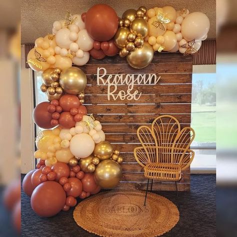 Fall Balloon Backdrop, Thanksgiving Balloon Arch, Fall Balloons, Birthday Celebration Decorations, Mini Quiche Recipes, Orange Birthday, Mommy Birthday, Henna Party, 35th Birthday