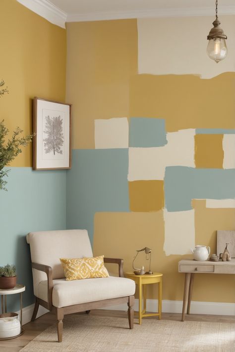 Best 5 SW Palettes colors with Sky and Mustard for Your Room 2024 - HOME CABINET EXPERT Modern Yellow Paint Colors, Mustard Color Paint, Mustard Wall Paint, Sw Bracing Blue, Sw Watery, Sw Rainwashed, Yellow Home Office, Sw Naval, Bracing Blue