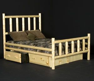 Alpine Log Bed with Drawers Log Bed Frame, Log Bedroom Furniture, Log Bedroom, Rustic Log Furniture, Log Bed, Natural Furniture, Log Furniture, Wood Bed Frame, Log Home