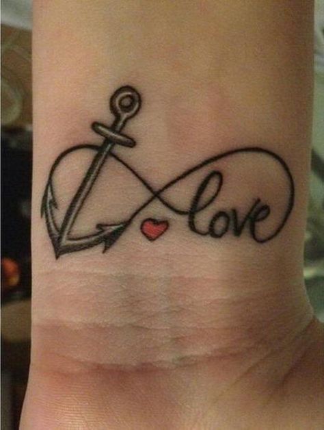 45 Cool Infinity Tattoo Ideas 2017 Infinity Anchor Tattoo, Anker Tattoo Design, Anchor Tattoo Wrist, Tattoo Infinity, Infinity Tattoo Designs, Anchor Tattoo Design, Self Love Tattoo, Kunst Tattoos, Small Tattoos With Meaning