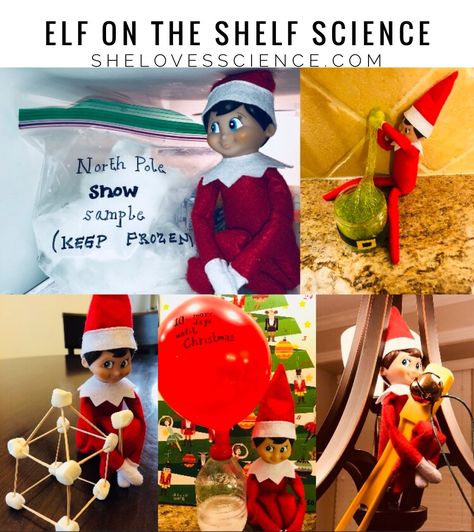 Elf on the Shelf Science | She Loves Science Preschool Elves, Easy Experiments, Science Experiments Kids Easy, Steam Ideas, Playing With Slime, Christmas Stem, At Home Science Experiments, Elf Fun, Science Ideas