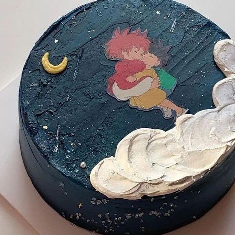 Studio Ghibli cake Ponyo Cakes, Studio Ghibli Cake, Ghibli Cake, Studio Ghibli Food, Ponyo Studio Ghibli, Aurora Cake, Studio Ghibli Ponyo, Studio Ghibli Party, Ghibli Food