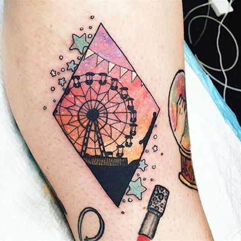 Ferris Wheel Tattoo, Ferris Wheel Sunset, Carnival Tattoo, Wheel Tattoo, Tiny Tattoos For Women, Taurus Tattoos, Epic Tattoo, Cute Little Tattoos, Bird Tattoo