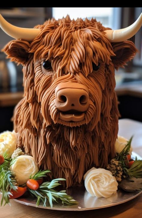 Bull Cake, Face Cake, Man Cake, Cakes For Men, Dairy Free Recipes, Highland Cow, Gluten Free Dairy Free, Free Food, Birthday Ideas