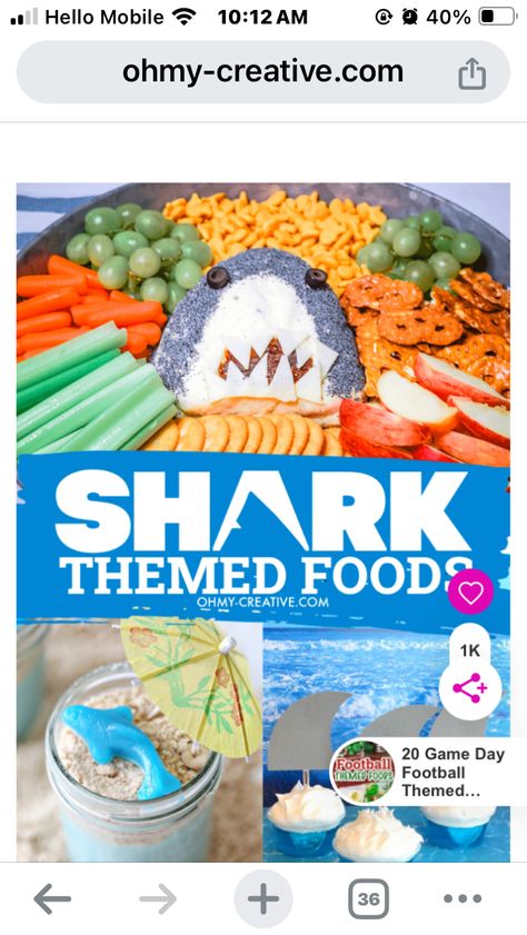 Jaws Movie Night, Shark Themed Food, Football Themed Food, Movie Night Ideas, Jaws Movie, Shark Party, Night Ideas, Food Themes, Movie Night